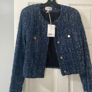FRAME tailored denim boucle jacket